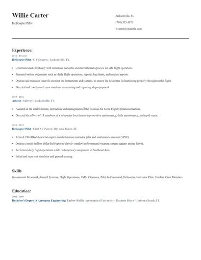 Helicopter Pilot Resume
