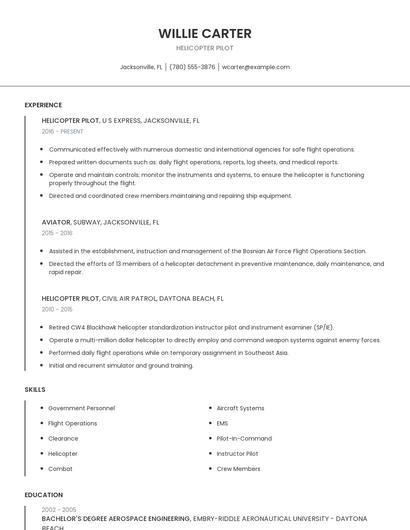 Helicopter Pilot Resume