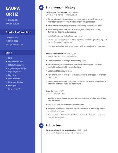 Helicopter Technician Resume