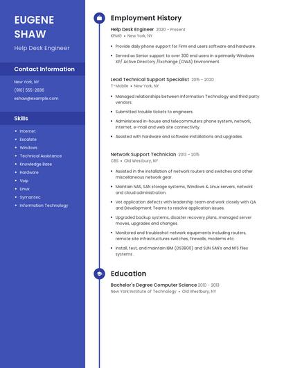 Help Desk Engineer Resume
