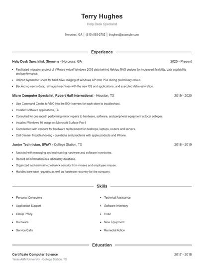 Resume example 1