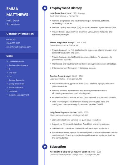 Help Desk Supervisor Resume