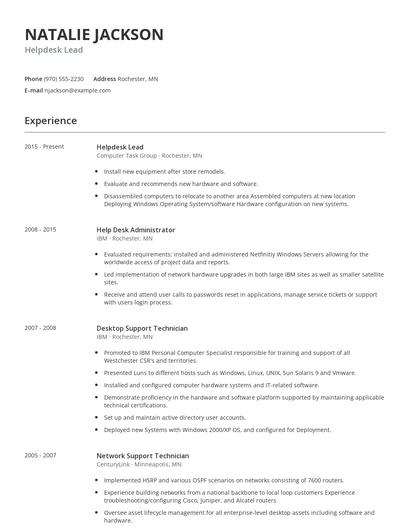 Helpdesk Lead Resume