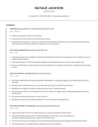 Helpdesk Lead Resume