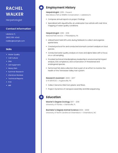 Herpetologist Resume