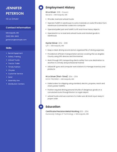 Hi Lo Driver Resume