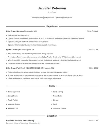 Resume example 1