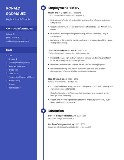 High School Coach Resume