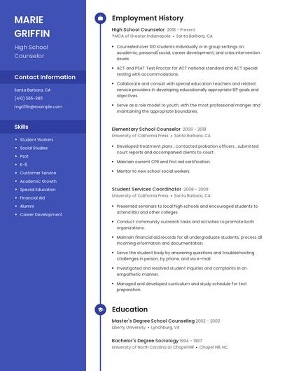 High School Counselor Resume