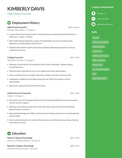 High School Counselor Resume