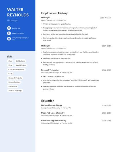 Histologist Resume
