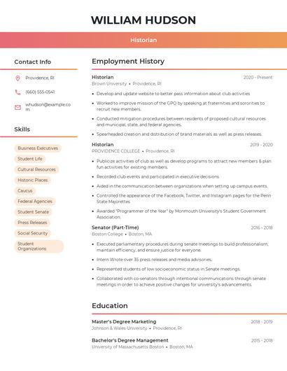 Historian Resume