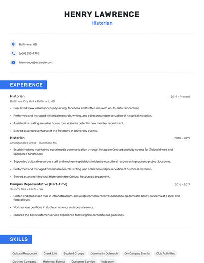 Historian Resume