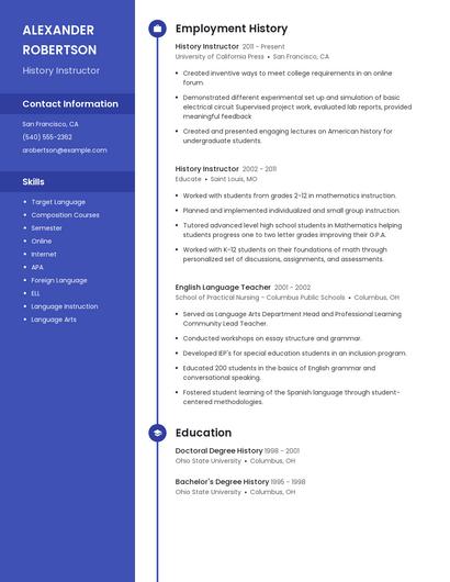 History Instructor Resume