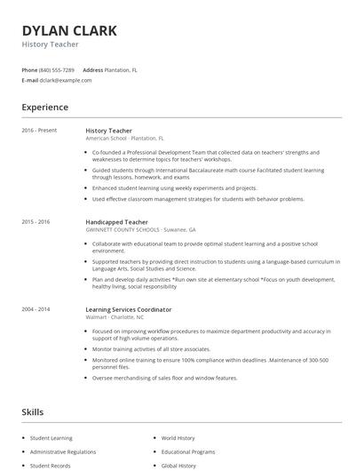 History Teacher Resume