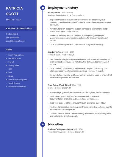 History Tutor Resume