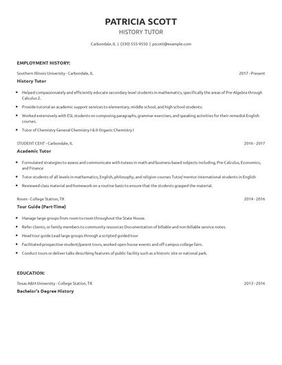 History Tutor Resume