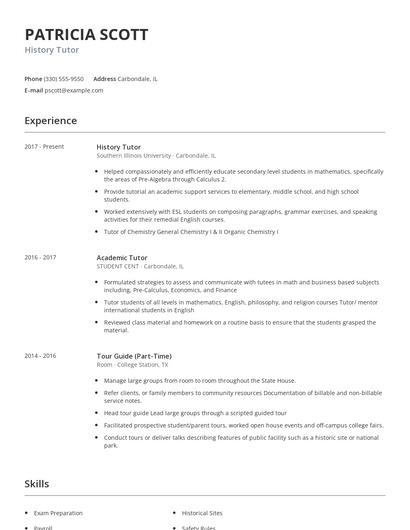 History Tutor Resume