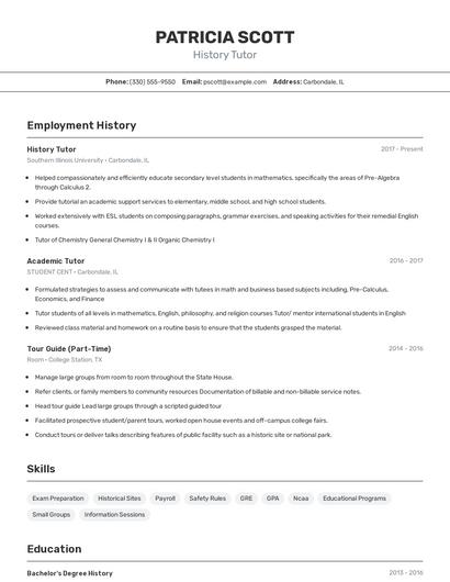 History Tutor Resume