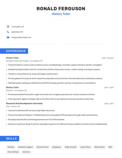 History Tutor Resume