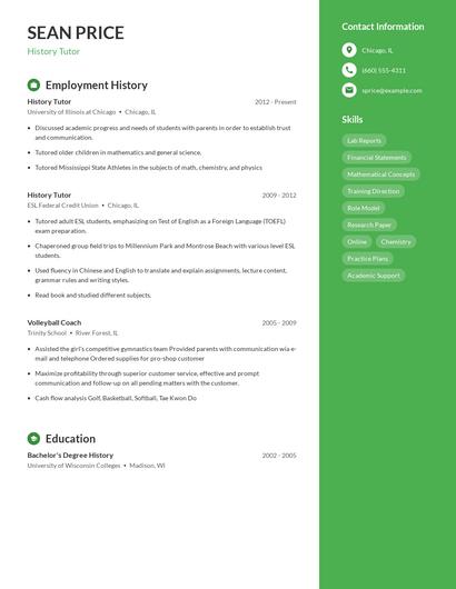 History Tutor Resume