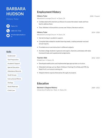 History Tutor Resume