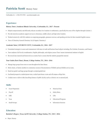 History Tutor Resume