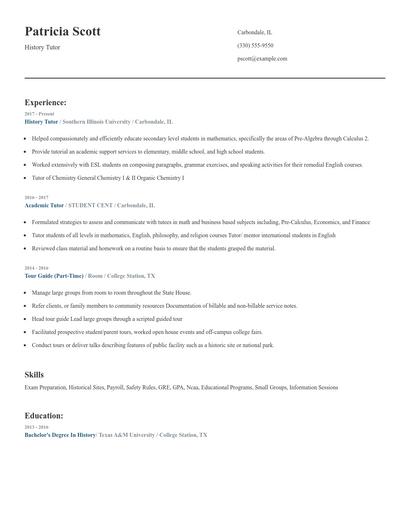 History Tutor Resume