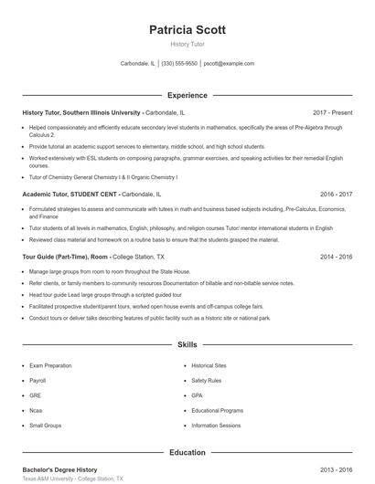History Tutor Resume