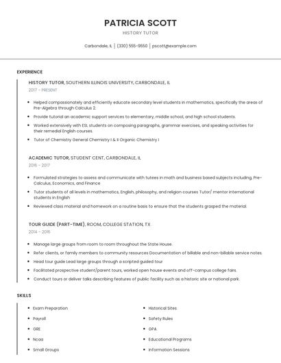 History Tutor Resume
