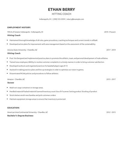 Hitting Coach Resume