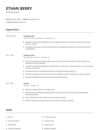 Hitting Coach Resume