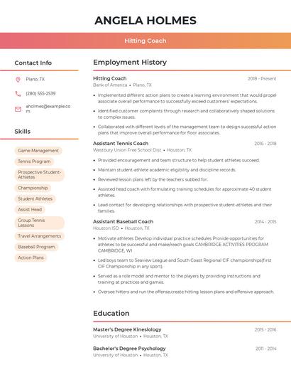 Hitting Coach Resume