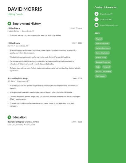 Hitting Coach Resume