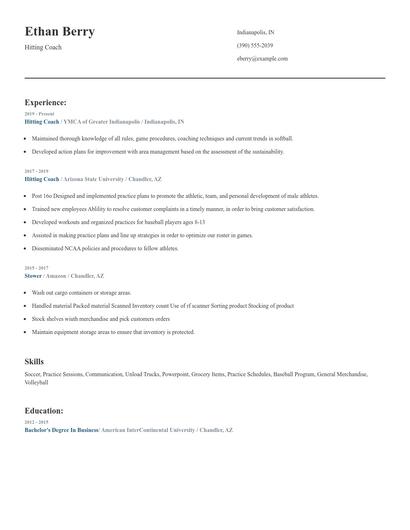Hitting Coach Resume