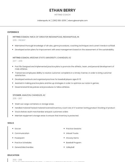 Hitting Coach Resume
