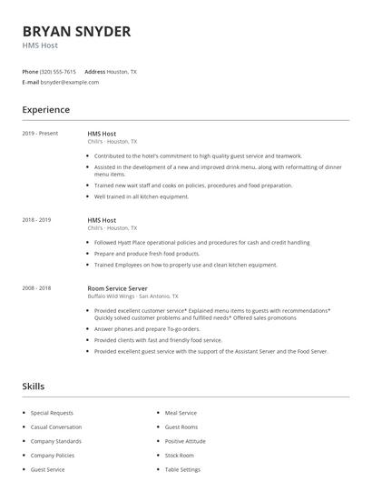 HMS Host Resume