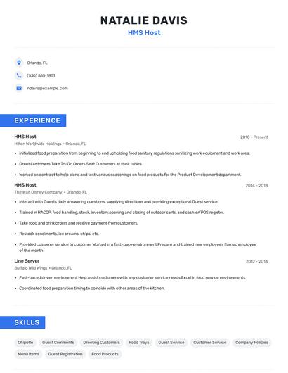 HMS Host Resume