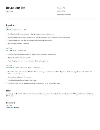 HMS Host Resume