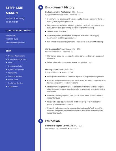 Holter Scanning Technician Resume