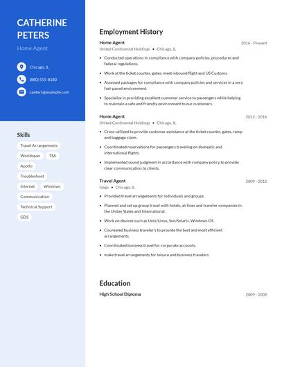 Home Agent Resume
