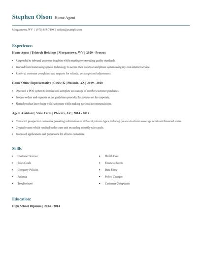 Home Agent Resume