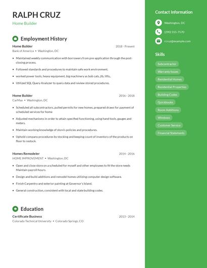 Home Builder Resume