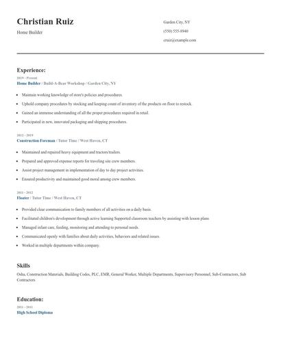 Home Builder Resume