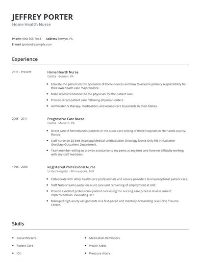 Home Health Nurse Resume
