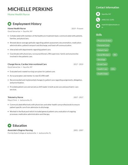Home Health Nurse Resume