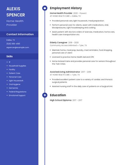 Home Health Provider Resume