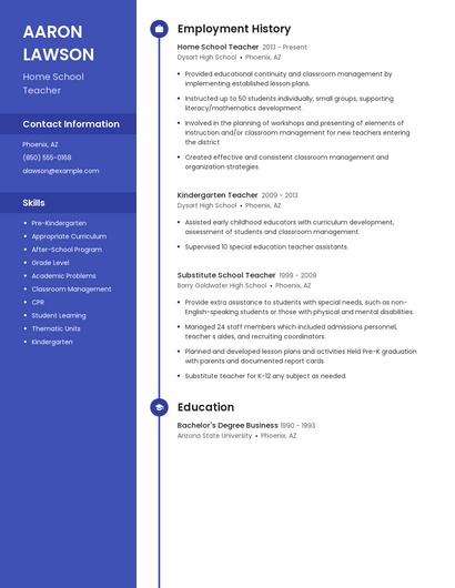 Home School Teacher Resume