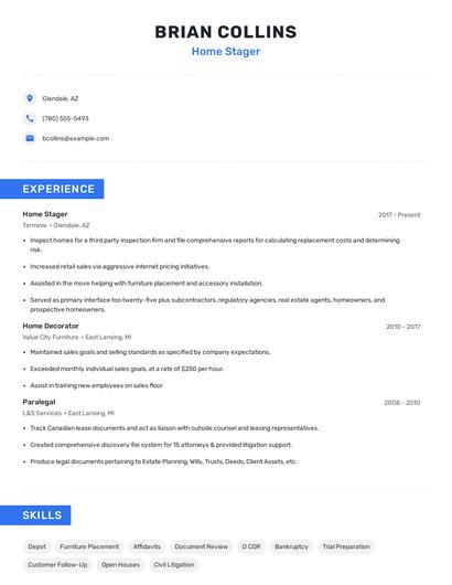 Home Stager Resume