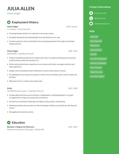 Home Stager Resume